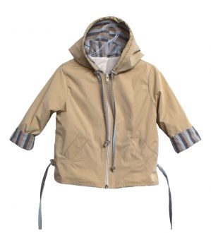 NstNastasia Βαπτιστικό Μπουφάν Μπεζ Αντιανεμικό Φόδρα Μέντα Ριγέ 0945