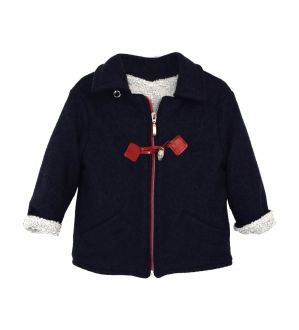 NstNastasia Βαπτιστικό Μπουφάν Μπλε Doubleface Φόδρα Μάλλινη Κούμπωμα Κόκκινο 0972