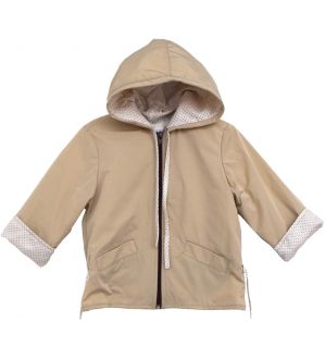 NstNastasia Βαπτιστικό Μπουφάν Μπεζ Αντιανεμικό Φόδρα Εκρού Καφέ Πουά 3916