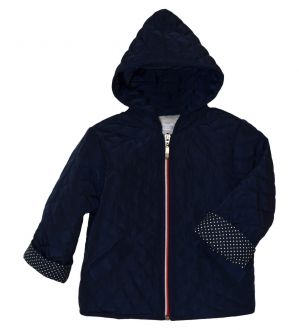 NstNastasia Βαπτιστικό Μπουφάν Μπλε Καπιτονέ Φόδρα Μπλε Λευκό Πουά 4050