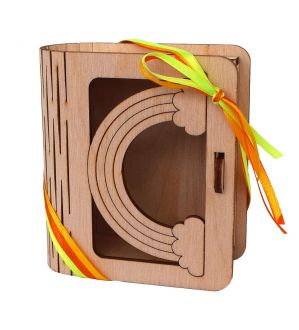 NstNastasia Μπομπονιέρες βάπτισης Ξύλινο Κουτάκι θέμα Ουράνιο Τόξο 1073