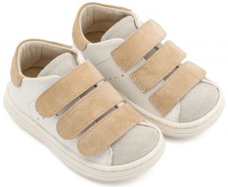 Babywalker Βαπτιστικά Σνίκερ με Τριπλή Μπαρέτα Χρατς BS3096 Λευκό Μπεζ