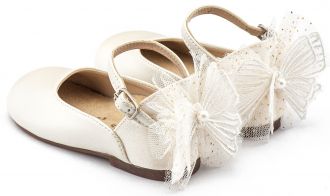 Babywalker Βαπτιστικά Γαλλικά Γοβάκια με Διακοσμημένη Φτέρνα Πεταλούδα BS3594 Εκρού