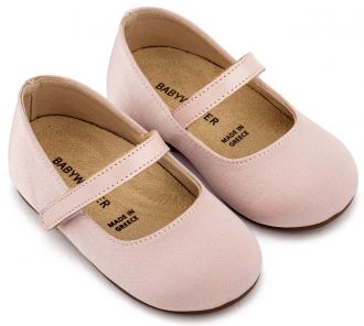 Babywalker Βαπτιστικά Γοβάκια Μονή Μπαρέτα BS3603 Ροζ Αντικέ