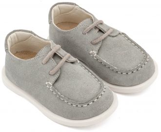 Babywalker Βαπτιστικά Καστόρινο Δετό Μοκασίνι BW4315 Γκρι