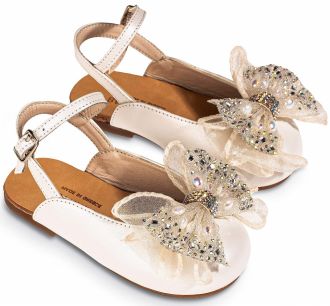 Babywalker Γαλλικό Σαμπό με Φιόγκο Οργάντζας και Στρας BW4828  Εκρού