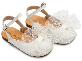 Babywalker Βαπτιστικά Γαλλικά Σαμπό με Χειροποίητο Τούλινο Φιόγκο BW4859 Εκρού