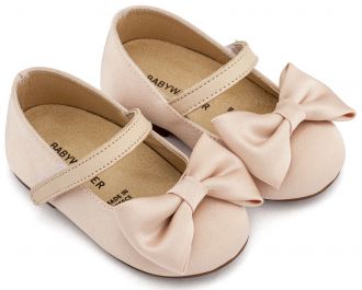 Babywalker Βαπτιστικά Γοβάκια Μονή Μπαρέτα με Σατέν Φιόγκο BW4870 Μπεζ