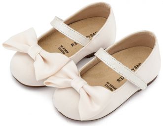 Babywalker Βαπτιστικά Γοβάκια Μονή Μπαρέτα με Σατέν Φιόγκο  BW4870 Εκρού