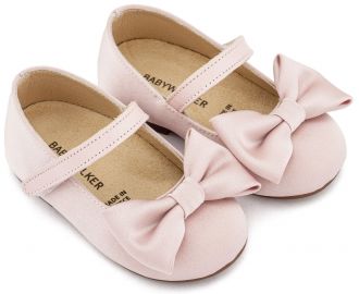 Babywalker Βαπτιστικά Γοβάκια Μονή Μπαρέτα με Σατέν Φιόγκο  BW4870 Ροζ