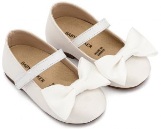 Babywalker Βαπτιστικά Γοβάκια Μονή Μπαρέτα με Σατέν Φιόγκο BW4870 Λευκά