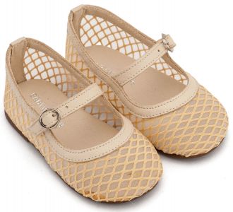 Babywalker Βαπτιστικά Γοβάκια Μονή Μπαρέτα με Δίχτυ BW4881 Μπεζ