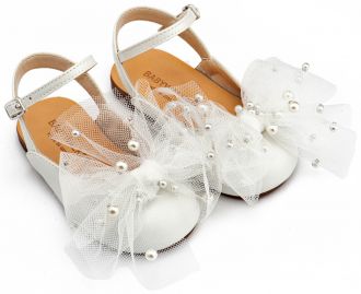 Babywalker Βαπτιστικά Γαλλικά Σαμπό με Φιόγκο και Πέρλες BW4882 Εκρού