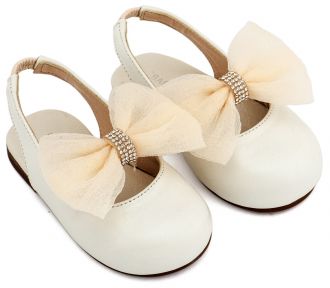 Babywalker Βαπτιστικά Γαλλικά Σαμπό με Φιόγκο Οργάντζας και Στρας BW4883 Εκρού