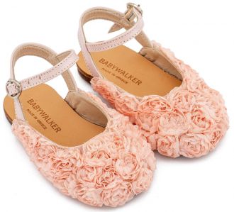 Babywalker Βαπτιστικά Γαλλικά Σαμπό με Chiffon Λουλούδια BW4884 Ροζ