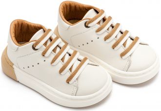 Babywalker Βαπτιστικά Δετά Sneaker με Δίχρωμο Κορδόνι EXC5294 Λευκό Μπεζ