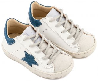 Babywalker Βαπτιστικά Τρίχρωμα Sneaker Δετά EXC5315 Λευκό Μπλε Ρουά Γκρι