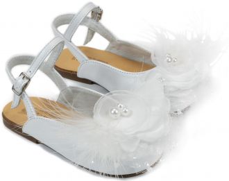 Babywalker Βαπτιστικά Δερμάτινα Σαμπό με Χειροποίητο Λουλούδι EXC5772 Λευκό
