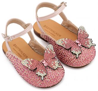 Babywalker Βαπτιστικά Σαμπό Διακοσμημένα Ολόγυρα με Στρας και Πεταλούδα EXC5857 Ροζ