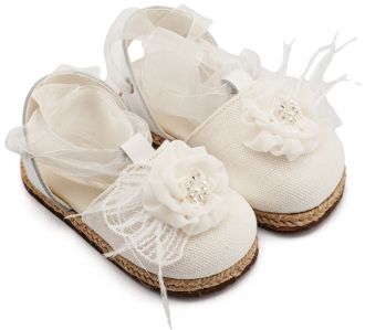 Babywalker Βαπτιστικά Εσπαντρίγιες με Χειροποίητο Διακοσμητικό με Πούπουλα EXC5905 Λευκό