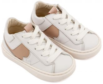 Babywalker Βαπτιστικά Δίχρωμα Sneaker Δετό EXC8001 Λευκό Μπεζ