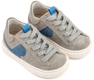 Babywalker Βαπτιστικά Δίχρωμα Sneaker Δετά EXC8002 Γκρι Μπλε Ρουά