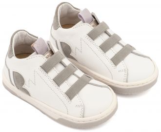 Babywalker Βαπτιστικά Sneaker Παντοφλέ με Λαστιχάκια EXC8005 Λευκό Γκρι