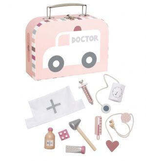 Jabadabado Ξύλινο Παιδικό Ιατρικό Σετ Ροζ για 3+ Ετών