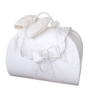 NstNastasia Τσάντα Βάπτισης Συνθετικό Δέρμα Γαλλική Δαντέλα Φιόγκος 0077