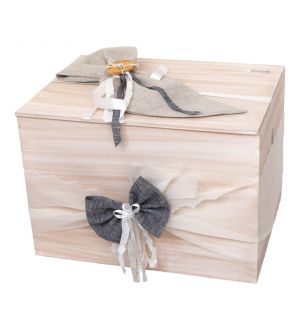 NstNastasia Ξύλινο Κουτί Βάπτισης Μπεζ Γκρι 0083