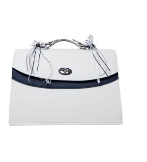 NstNastasia Τσάντα Βάπτισης Συνθετικό Δέρμα Λευκή Μπλε 1526