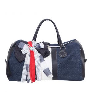 NstNastasia Τσάντα Βάπτισης Σακ Βουαγιάζ Μπλε Λινάτσα Μπλε Λευκό Συνθετικό Δέρμα 1582