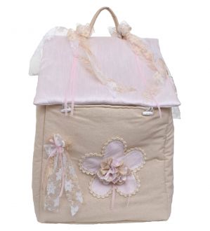 NstNastasia Τσάντα Βάπτισης Σπιτάκι Υφασμάτινο Λουλούδι Ροζ 1628