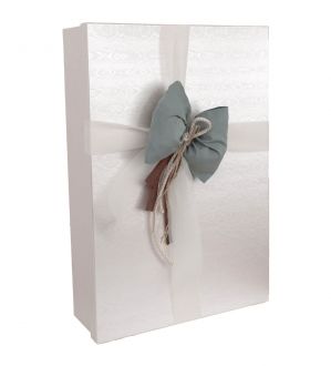 NstNastasia Χάρτινο Κουτί Βάπτισης Εκρού Φιόγκος Μέντα 1656