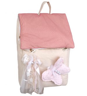 NstNastasia Τσάντα Βάπτισης Σπιτάκι Υφασμάτινο Πεταλούδα Ροζ 1753