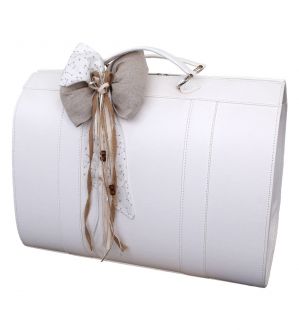 NstNastasia Τσάντα Βάπτισης Λευκό Συνθετικό Δέρμα Μπεζ Φιόγκο 1775