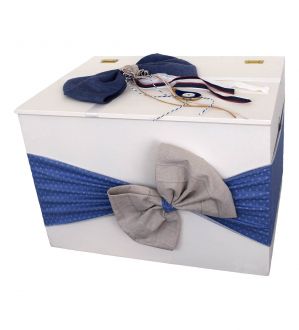 NstNastasia Ξύλινο Κουτί Βάπτισης Μπλε Μπεζ 1779