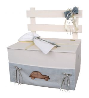 NstNastasia Ξύλινο Καρεκλάκι Βάπτισης Ριγέ Μέντα Εκρού Αυτοκινητάκι Ξύλινο 1780