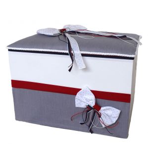 NstNastasia Ξύλινο Κουτί Βάπτισης Μαξιλαράκι Λευκό Γκρι Κόκκινο Μπλε 1815