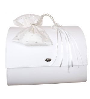 NstNastasia Τσάντα Βάπτισης Συνθετικό Δέρμα Πουά Φιόγκος Πέρλες 1821