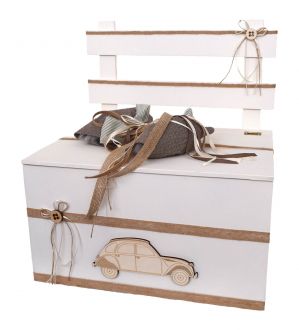 NstNastasia Ξύλινο Καρεκλάκι Βάπτισης Φιόγκος Καφέ Αυτοκινητάκι Ξύλινο 1834