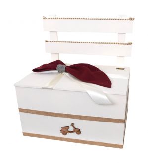 NstNastasia Ξύλινο Καρεκλάκι Βάπτισης Φιόγκος Βυσσινί Βέσπα Ξύλινη 1839