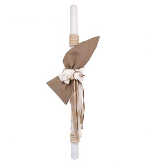 NstNastasia Λαμπάδα Βάπτισης Μπεζ Εκρού Κάθετος Φιόγκος 0548