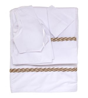 NstNastasia Λαδόπανα βάπτισης Αγόρι Λευκά, 6τεμάχια (Εσώρουχα/ Πετσέτα/ Πετσέτα χεριών/ Σεντόνι) 0785