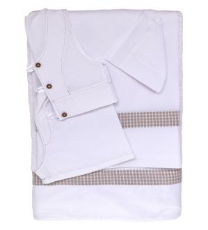 NstNastasia Λαδόπανα βάπτισης Αγόρι Λευκά, 6τεμάχια (Εσώρουχα/ Πετσέτα/ Πετσέτα χεριών/ Σεντόνι) 0787