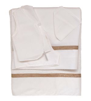 NstNastasia Λαδόπανα βάπτισης Αγόρι Εκρού, 6τεμάχια (Εσώρουχα/ Πετσέτα/ Πετσέτα χεριών/ Σεντόνι) 1025