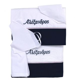 NstNastasia Λαδόπανα βάπτισης Κεντημένο Όνομα, 6τεμάχια (Εσώρουχα/ Πετσέτα/ Πετσέτα χεριών/ Σεντόνι) 1011