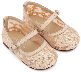 Babywalker Βαπτιστικά Γοβάκια απο Ύφασμα Φιλντιρέ Δαντέλα LU6128 Μπεζ