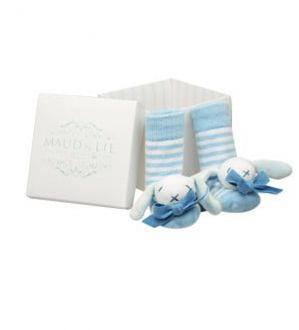 Maud n Lil Καλτσάκια Νεογέννητου Blue Rattle από Οργανικό Βαμβάκι