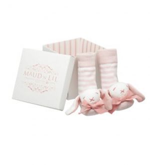 Maud n Lil Καλτσάκια Νεογέννητου Pink Rattle από Οργανικό Βαμβάκι
